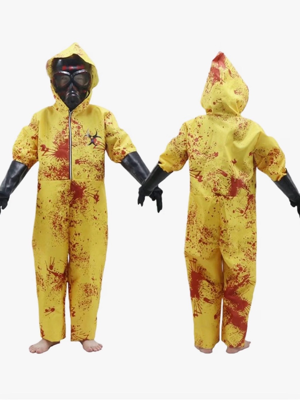 🎃 Kids Biohazard Splash Costume with Hood & upgraded mask! Ages 9-12 year